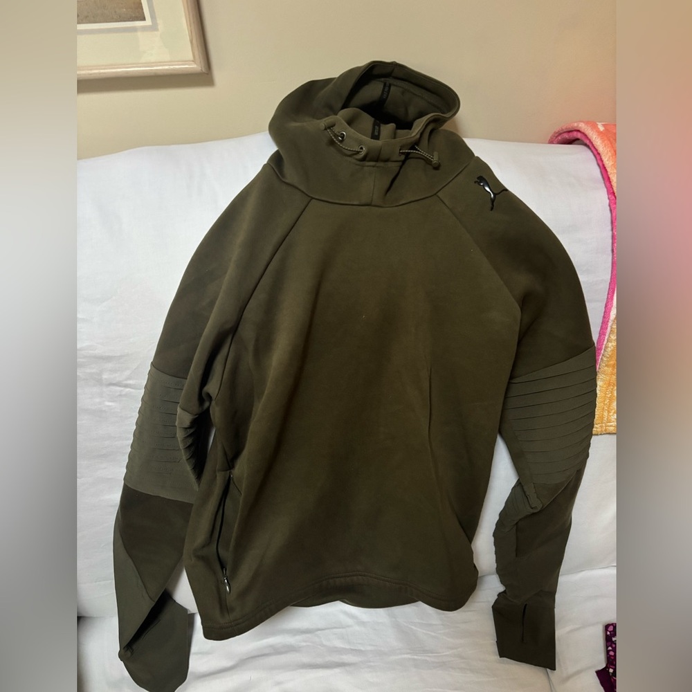 Puma Olive Green Hooded Sweatshirt